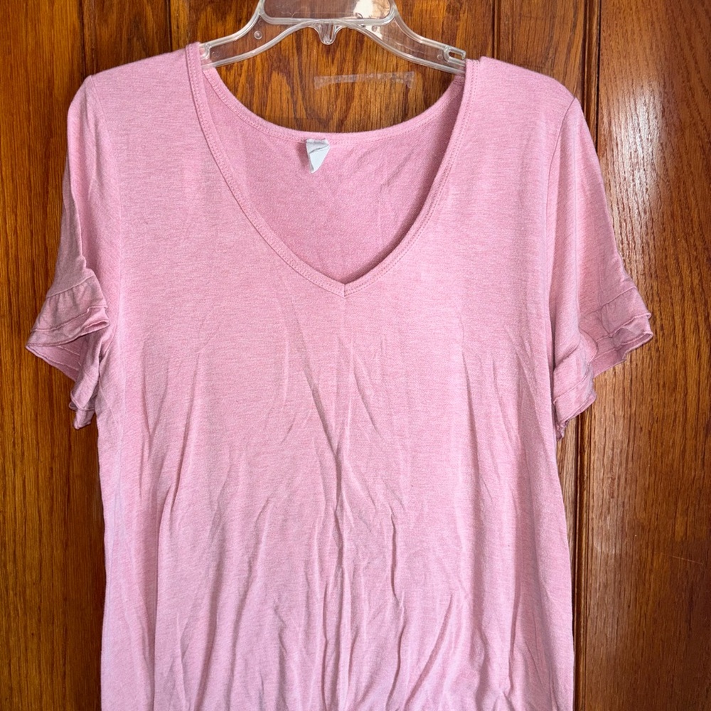 Pink V-Neck Short Sleeve Tee